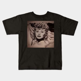 INK PEN PORTRAIT OF LUCILLE BALL Kids T-Shirt